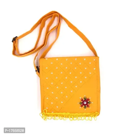 SriAoG Sling Bag with Velcro, Women Sling Bag With Adjustable Strap | Handbag | Purse |Side Sling Bag |Cross Body Bag|Shoulder Bag | 7 Inch Mustard