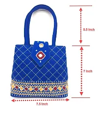 SriAoG Handmade Womens Handheld Bag Small Size Designer Handmade Mini Hand Purse Girls | Size 7 Inch Original Beads Thread Work Handcraft Blue-thumb2