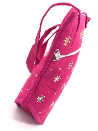 SriAoG Handcrafted Women's Top Handle Bags Eco-Friendly Ladies Cotton Hand Bags with Tiny Mirrors and Embroidered Zipper Closure 10 Inch Pink-thumb4