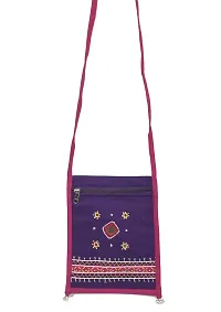 SriAoG Passport Sling Bag for Women Combo Pack of 2 Stylish Mobile Crossbody Bags for Girls Embroidery Cross Bags Ladies Wedding Gifts (Violet  Maroon)-thumb2