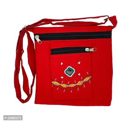 SriAoG Box Sling Bags for Women Side Bags Handcrafted Cotton Girls Cross Body Bags with Adjustable Strap Rakhi Gifts for Sister 8 Inch Red