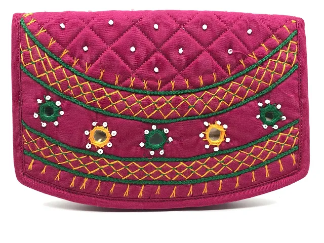 SriAoG Handicrafts mini hand purse for women trendy pouch banjara original mirror work money wallet for girls