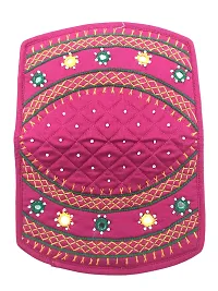 SriAoG Handicrafts mini hand purse for women trendy pouch banjara original mirror work money wallet for girls (6.5 inch Small pouch Pink Two Fold Handmade thread work)-thumb4