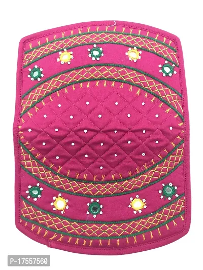 SriAoG Handicrafts mini hand purse for women trendy pouch banjara original mirror work money wallet for girls (6.5 inch Small pouch Pink Two Fold Handmade thread work)-thumb5