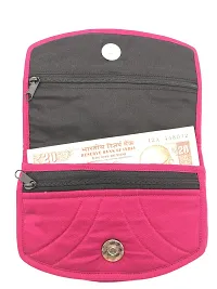 SriAoG Handicrafts mini hand purse for women trendy pouch banjara original mirror work money wallet for girls (6.5 inch Small pouch Pink Two Fold Handmade thread work)-thumb1