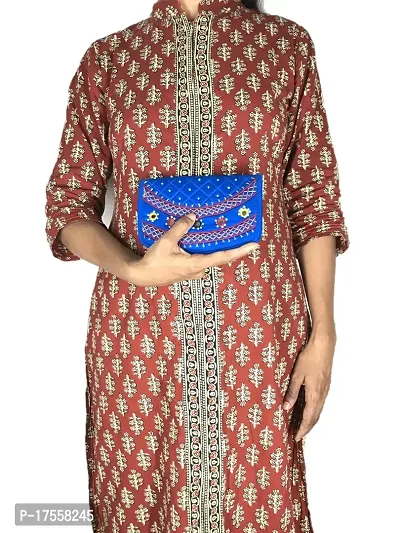 SriAoG Handicrafts Women Wallet Banjara Hand Purse Girls Stylish, Cotton ladies clutches purses phone case (Small Wallet Blue 6.5 Inch Original Mirror Beads and Thread Work handmade)-thumb5