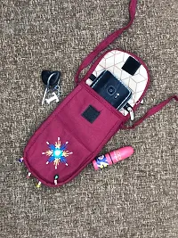 SriAoG Women's Crossbody Sling Bag Mobile Cell Phone Holder Handmade Pocket Wallet Saree Hook Cell Phone Wallet for Girls Birthday Gifts 7 Inch Maroon-thumb3