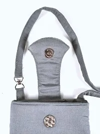 SriAoG Handmade Sling bag for Women | Crossbody Long Strap Purse | Handmade Natural Style| Hanging Purse (Multicolour) (Grey)-thumb3