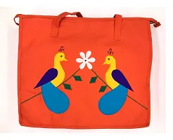 SriAoG Handbags for Women Big size for Office Use Ladies bags Stylish Peacock Designer Handmade Large Cotton Tote Bags Unique Gift Items 15 Inch Red-thumb1