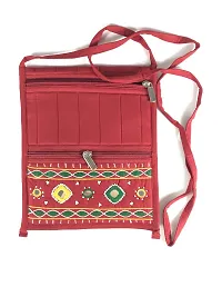 SriAoG Handmade Elegant Female Sling Bag for Travel | Crossbody Bags for Ladies| Side Bag for Women Stylish | Passport Holder Sling | Medium Size 9x8 Inch (Red)-thumb3