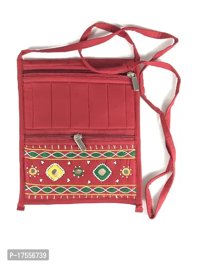 SriAoG Handmade Elegant Female Sling Bag for Travel | Crossbody Bags for Ladies| Side Bag for Women Stylish | Passport Holder Sling | Medium Size 9x8 Inch (Red)-thumb4