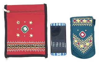 SriAoG Sling Bag for Girls  Crossbody Side Bags for Women Combo Pack Stylish Handmade Embroidery Mobile Cross bag for Ladies Gift Items (Red  Green)-thumb1