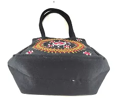 SriAoG Handicrafts Women Handbag Small Size designer handmade Mini bucket Bags Purse Cotton black colour bag (9x6x4 Inch original Beads Thread Work Handcraft)-thumb3