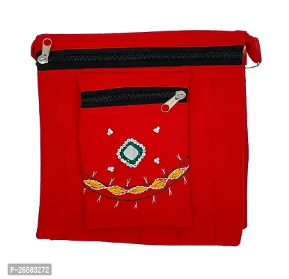SriAoG Box Sling Bags for Women Side Bags Handcrafted Cotton Girls Cross Body Bags with Adjustable Strap Rakhi Gifts for Sister 8 Inch Red-thumb4