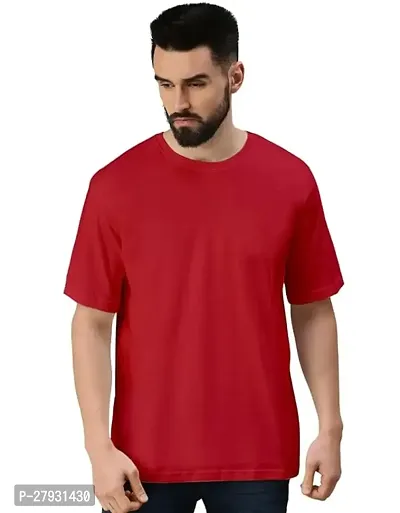 Oversized Baggy Fit Drop Shoulder Half Sleeves Round Neck Solid  Cotton T-Shirt For Men-thumb0