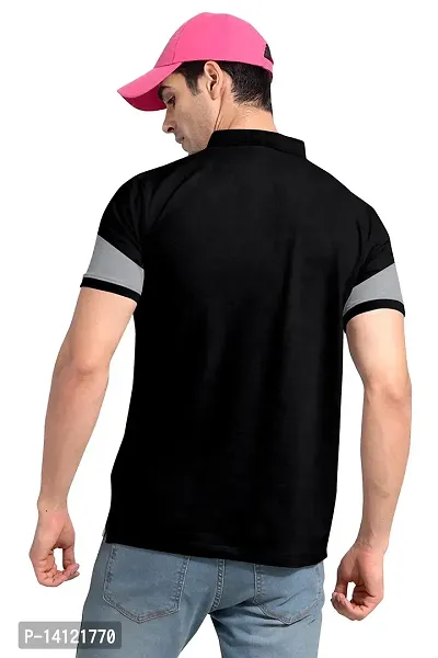 Marmalade Men's Regular Cotton Striped Relaxed Fit Short Sleeve Collared Neck T-Shirt (WH-Black)-thumb3