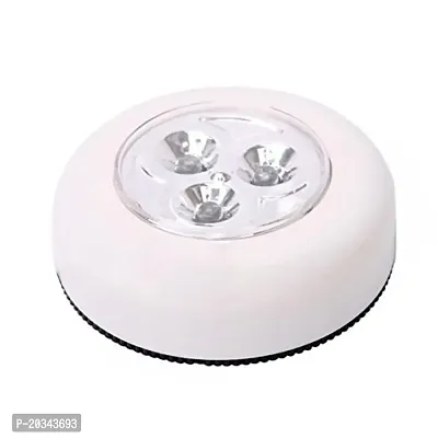 Nema 3-LED Push Touch Lamp Mini Round Emergency Light with Stick Tape - White