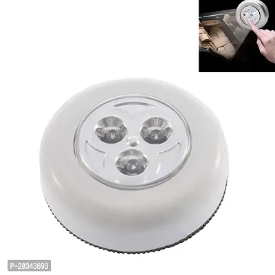 Nema 3-LED Push Touch Lamp Mini Round Emergency Light with Stick Tape - White-thumb3