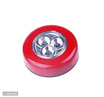 Nema 3-LED Push Touch Lamp Mini Round Emergency Light with Stick Tape - RED