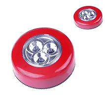 Futaba 3-LED Push Touch Lamp Mini Round Emergency Light with Stick Tape - RED-thumb1