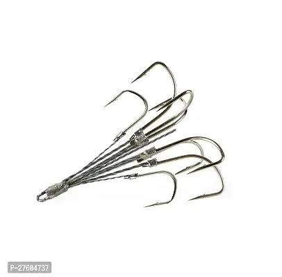 Carbon Steel Treble Fishing Hooks - Size 8 -Pack of 5