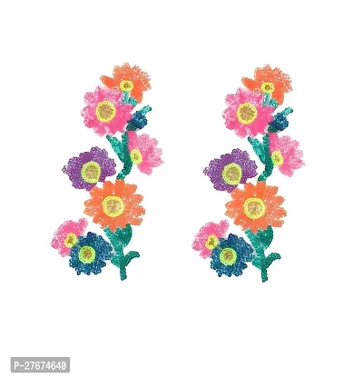 Sequined Sunflower Steam Sew/Iron on Patches for Clothing Stickers -Multicolour -2Pcs-thumb0