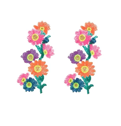 Sequined Sunflower Steam Sew/Iron on Patches for Clothing Stickers -Multicolour -2Pcs