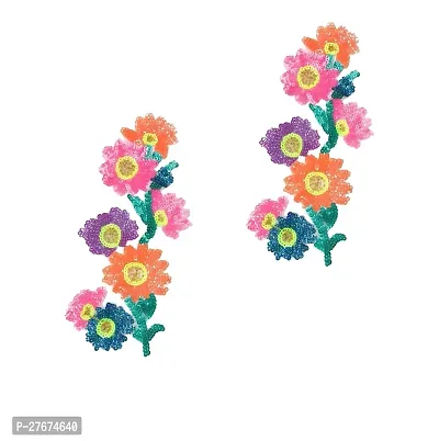 Sequined Sunflower Steam Sew/Iron on Patches for Clothing Stickers -Multicolour -2Pcs-thumb2