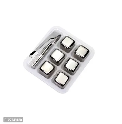 Stainless Steel Stones Reusable Ice Cubes-6Pcs  Tongs-thumb0
