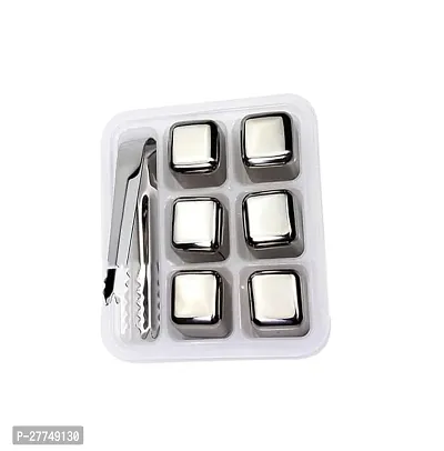 Stainless Steel Stones Reusable Ice Cubes-6Pcs  Tongs-thumb3