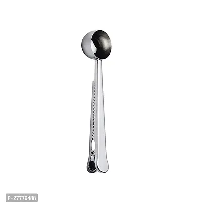 Stainless Steel Multifunctional Spoon with Bag Clip- Silver-thumb2
