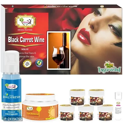 Sibley Beauty Black Carrot Wine Brightening Facial Kit ( 155Gm With 10 Ml) - Daily Fresh Face Wash (1 X 100 Ml) - De Tan Removing Facial Cleanser (1 X 60 Gm) - For Men Women Boys Girls