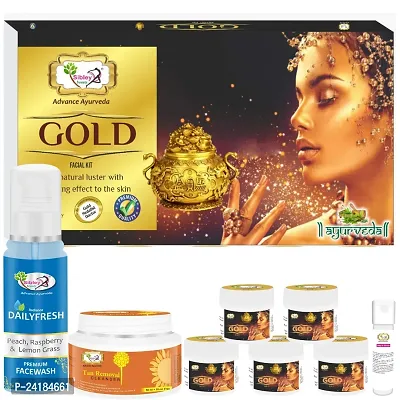 Sibley Beauty Gold Facial Kit Combo Of Gold Facial Kit ( 155 Gm With 10 Ml) With Daily Fresh Face Wash (1 X 100 Ml) - De Tan Removing Facial Cleanser (1 X 60 Gm) - For Men Women Boys Girls-thumb0