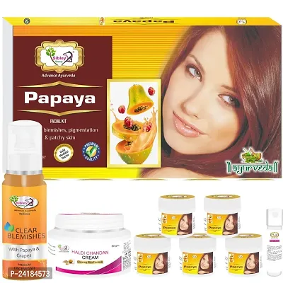 Sibley Beauty Papaya Anti Ageing Facial Kit (155 Gm With 10 Ml) - Papaya Face Wash (1 X 100 Ml) - Haldi Chandan Skin Cream (1 X 50 Gm) - For Men Women Boys Girls Normal Oily Dry Combination Skin-thumb0