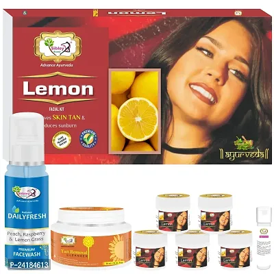 Sibley Beauty Lemon Anti Ageing Facial Kit (155 Gm With 10 Ml) With Daily Fresh Face Wash (1 X 100 Ml) With De Tan Removing Facial Cleanser (1 X 60 Gm) - For Men Women Boys Girls Normal