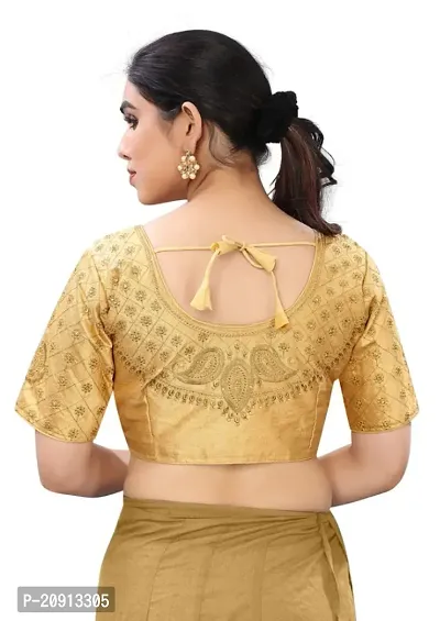 Blouse material Phantom Silk.  Blouse has front open pattern.  Blouse size making 38 and alter upto 42  Blouse has handwork thread and coding work.-thumb2