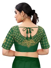 Blouse material Phantom Silk.  Blouse has front open pattern.  Blouse size making 38 and alter upto 42  Blouse has handwork thread and coding work.-thumb1