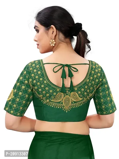 Blouse material Phantom Silk.  Blouse has front open pattern.  Blouse size making 38 and alter upto 42  Blouse has handwork thread and coding work.-thumb2