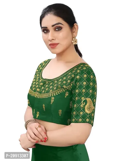 Blouse material Phantom Silk.  Blouse has front open pattern.  Blouse size making 38 and alter upto 42  Blouse has handwork thread and coding work.-thumb3