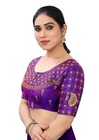 Blouse material Phantom Silk.  Blouse has front open pattern.  Blouse size making 38 and alter upto 42  Blouse has handwork thread and coding work.-thumb2