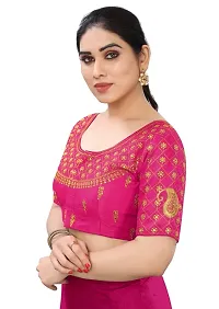 Blouse material Phantom Silk.  Blouse has front open pattern.  Blouse size making 38 and alter upto 42  Blouse has handwork thread and coding work.-thumb2