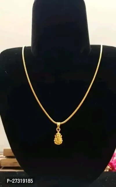 Shimmering Golden Alloy Chain With Pendant Set For Women-thumb0