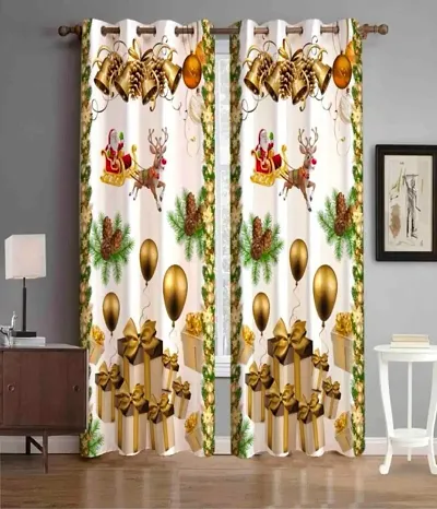 Set of 2- Digital Print Polyester Window Curtains