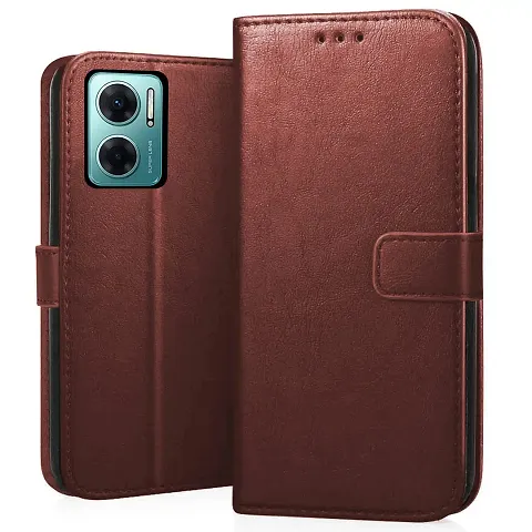 Mi Redmi 11 Prime 5G Flip Case Premium Leather Finish Flip Cover with Card Pockets Wallet StandVintage Flip Cover for Mi Redmi 11 Prime 5G - Brown