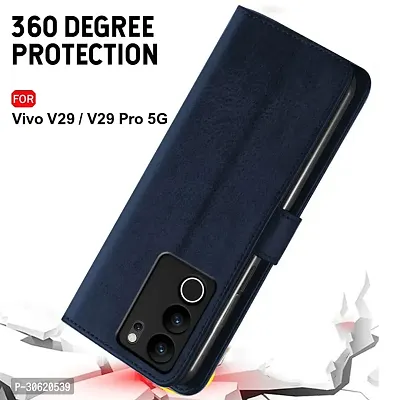 Jotech Button Vintage Flip Coverfor Vivo V29/Vivo V29 Pro 5G - Blue-thumb4