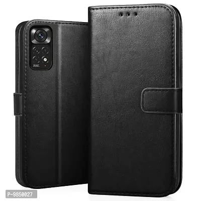 Premium Leather Finish Flip Cover with Card Pockets Wallet StandVintage Flip Cover for Mi Redmi Note 11 Pro Plus 5G / Note 11 Pro - Black