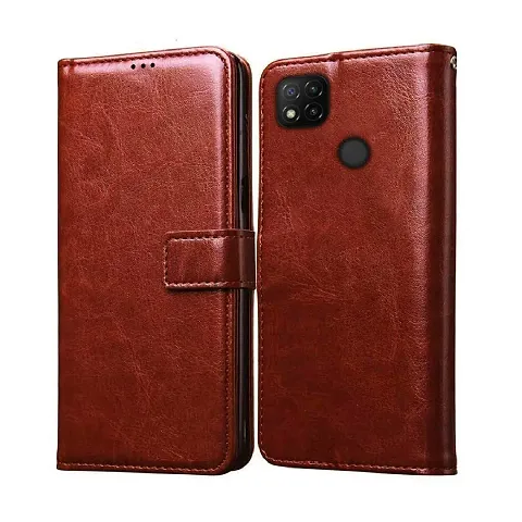 Redmi 10 Power/Redmi 10C Flip Case Premium Leather Finish Flip Cover with Card Pockets Wallet StandVintage Flip Cover for Redmi 10 Power/Redmi 10C - Brown