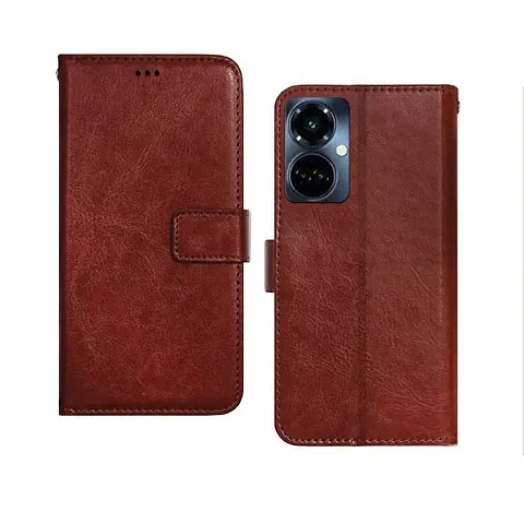 Tecno Camon 19 Pro 5G Flip Case Premium Leather Finish Flip Cover with Card Pockets Wallet StandVintage Flip Cover for Tecno Camon 19 Pro 5G - Brown