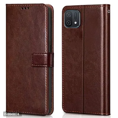 Oppo A16K / Oppo A16eFlip Case Premium Leather Finish Flip Cover with Card Pockets Wallet StandVintage Flip Cover for Oppo A16K / Oppo A16e- Brown-thumb0