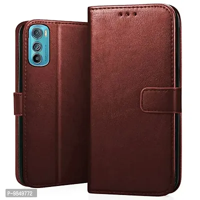 Moto Edge 30 Flip Case Premium Leather Finish Flip Cover with Card Pockets Wallet StandVintage Flip Cover for Moto Edge 30 - Brown-thumb0